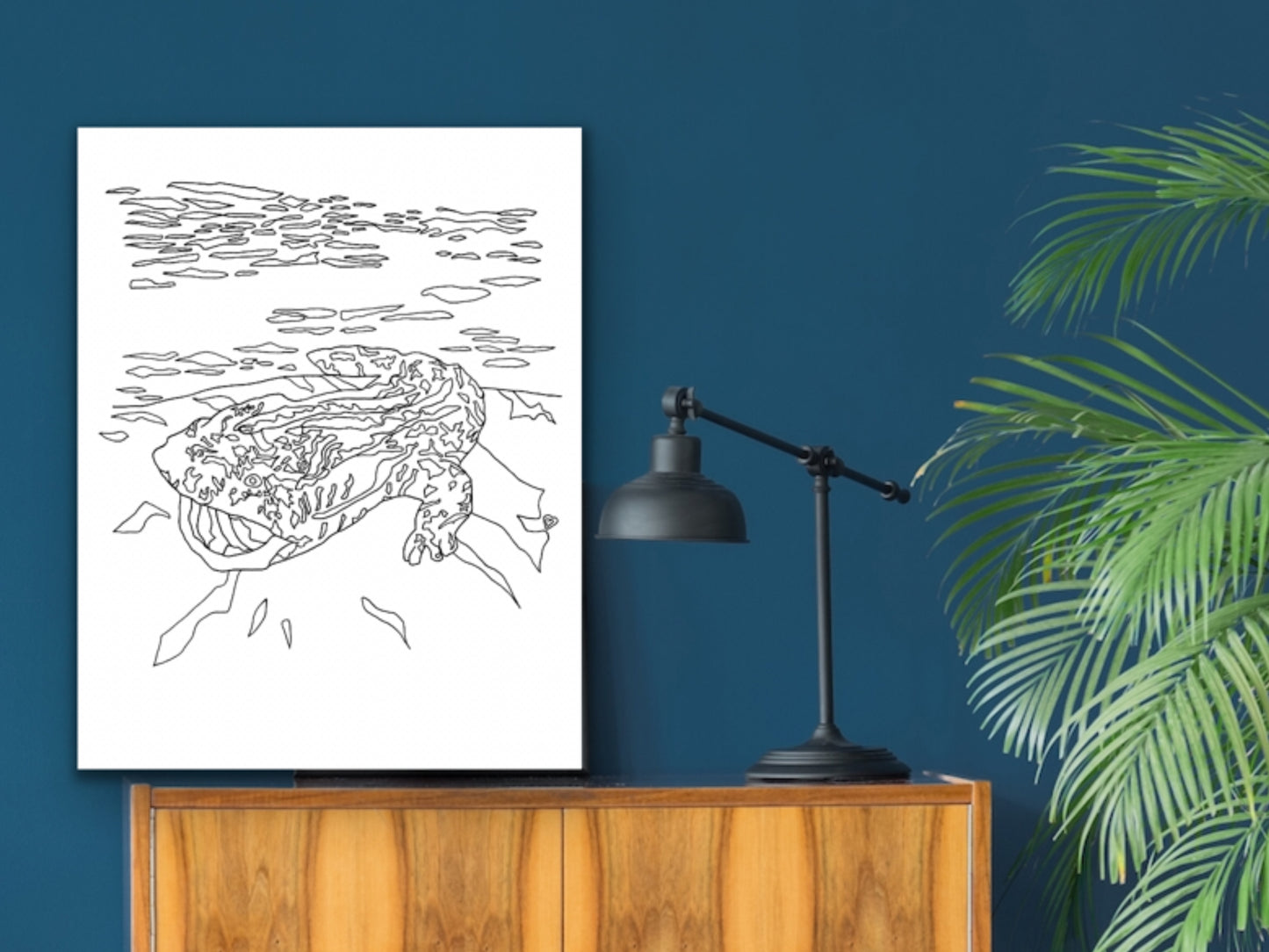 Pennsylvania State Hellbender. Eastern Hellbender Line Art Print 1