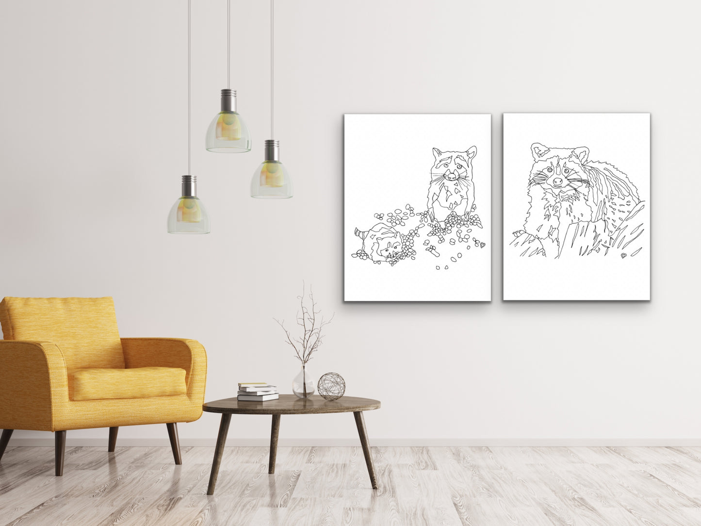 Raccoon Art Print. State Symbol Raccoon