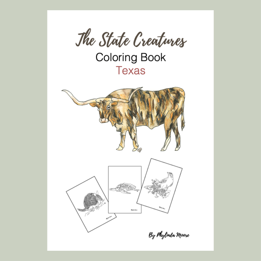 Texas State Creatures Coloring Book. Print and Color